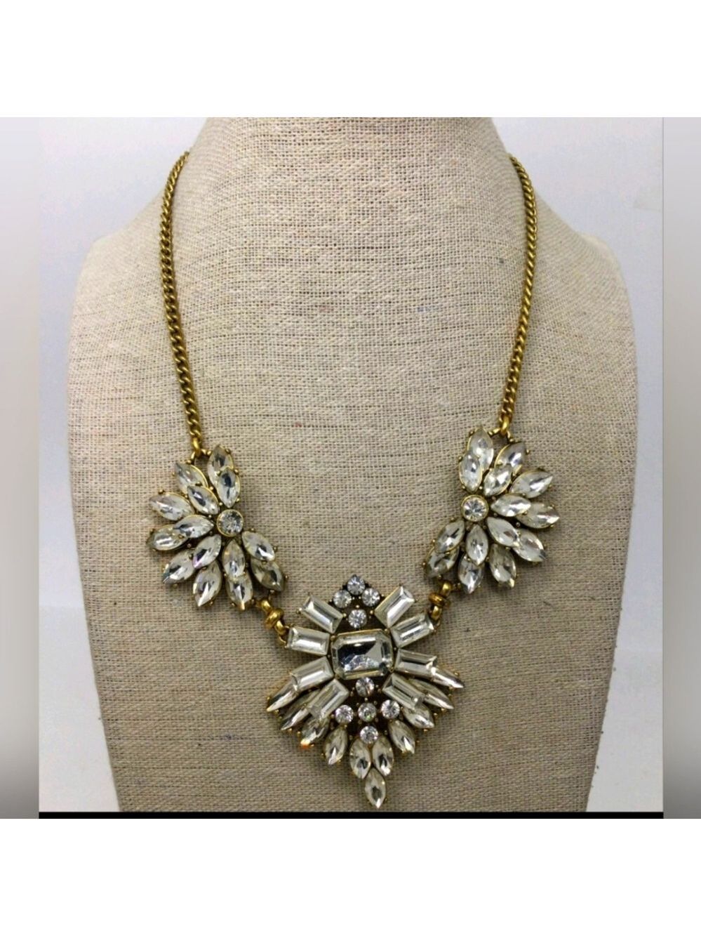J. Crew Clear Rhinestone Statement Necklace 16"